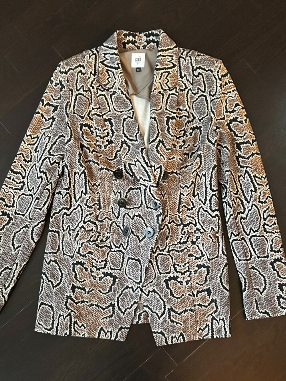 CABI PYTHON SNAKE PRINT BLAZER JACKET WOMENS SIZE 8 DOUBLE BREASTED